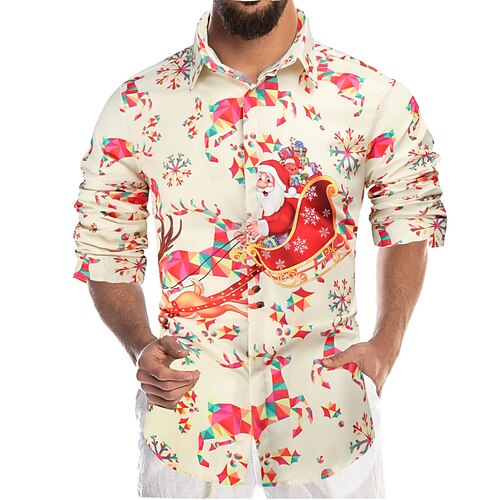 Men's Christmas Ugly Shirt Regular Fit Long Sleeve Lapel Geometric Polyester Beige 2022
Men's Christmas Ugly Shirt Regular Fit Long Sleeve Lapel Geometric Polyester Beige 2022