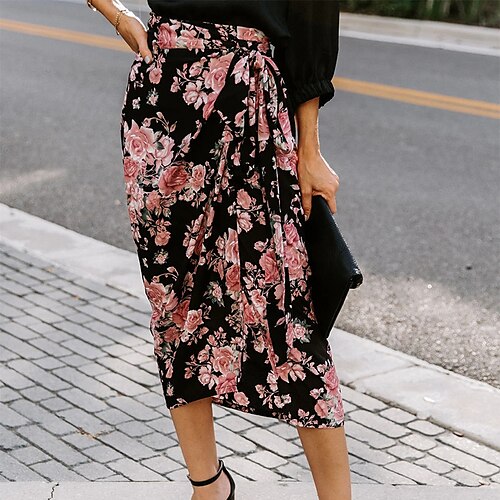 Women's Skirt Midi Polyester Black Skirts Summer Split Print Fashion Holiday Vacation S M L
Women's Skirt Midi Polyester Black Skirts Summer Split Print Fashion Holiday Vacation S M L