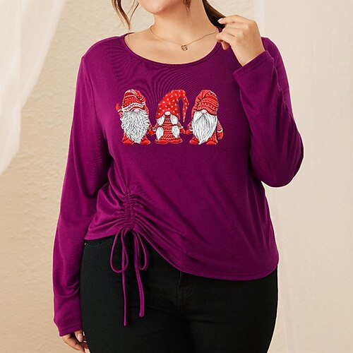 Women's Plus Size Tops T shirt Cartoon Striped Ruched Print Long Sleeve Crewneck Streetwear Christmas Christmas Daily Cotton Fall Winter Purple
Women's Plus Size Tops T shirt Cartoon Striped Ruched Print Long Sleeve Crewneck Streetwear Christmas Christmas Daily Cotton Fall Winter Purple