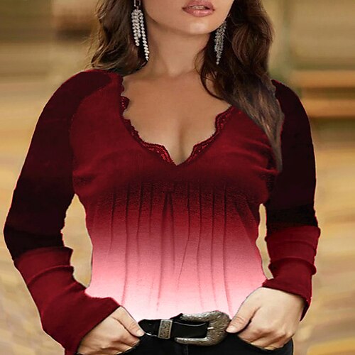 Women's Plus Size Tops Blouse Shirt Color Gradient Print Long Sleeve V Neck Streetwear Daily Weekend Cotton Fall Winter Green Blue
Women's Plus Size Tops Blouse Shirt Color Gradient Print Long Sleeve V Neck Streetwear Daily Weekend Cotton Fall Winter Green Blue
