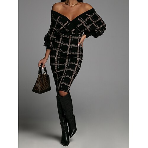 Mujer Vestido tubo Negro Caqui Manga Larga Geométrico Espalda al Aire Otoño Primavera Escote en Pico Fiesta S M L XL XXL
Mujer Vestido tubo Negro Caqui Manga Larga Geométrico Espalda al Aire Otoño Primavera Escote en Pico Fiesta S M L XL XXL