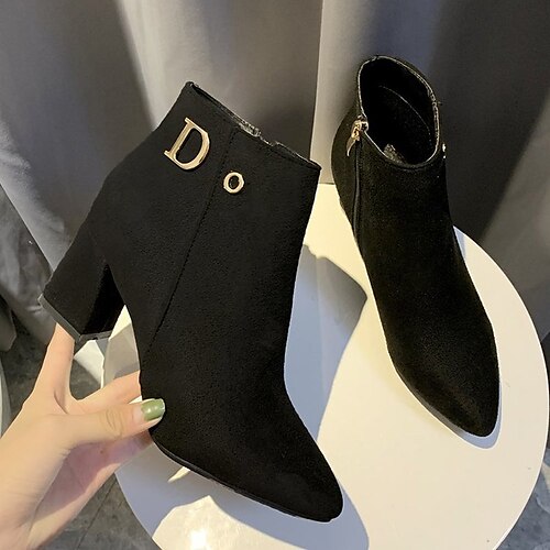 Women's Boots Heel Boots Booties Ankle Boots High Heel Pointed Toe Synthetics Zipper Solid Colored Black Beige
Women's Boots Heel Boots Booties Ankle Boots High Heel Pointed Toe Synthetics Zipper Solid Colored Black Beige