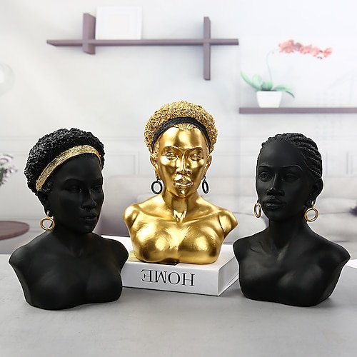 

Nordic Luxury Jewelry Decoration Black Sculpture Creative Mannequin Head Earring Display Stand Shop Home Living Bed Room Decoration