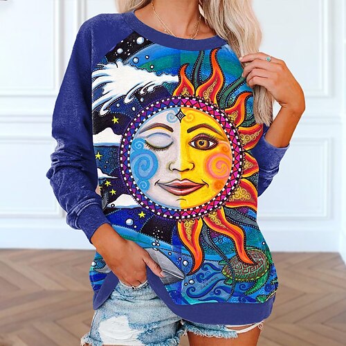 Women's Sweatshirt Pullover Active Streetwear Print Blue Graphic Sports Round Neck Long Sleeve S M L XL XXL / 3D Print 
Women's Sweatshirt Pullover Active Streetwear Print Blue Graphic Sports Round Neck Long Sleeve S M L XL XXL / 3D Print