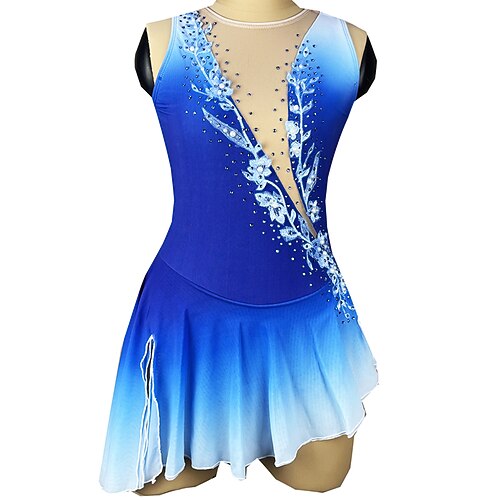 Figure Skating Dress Women's Girls' Ice Skating Dress Outfits Blue Mesh Spandex High Elasticity Training Practice Professional Skating Wear Handmade Crystal / Rhinestone Sleeveless Ice Skating Figure 
Figure Skating Dress Women's Girls' Ice Skating Dress Outfits Blue Mesh Spandex High Elasticity Training Practice Professional Skating Wear Handmade Crystal / Rhinestone Sleeveless Ice Skating Figure