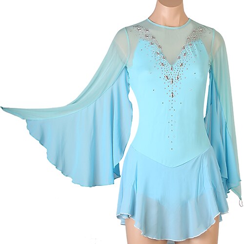 Figure Skating Dress Women's Girls' Ice Skating Dress Outfits Sky Blue Patchwork Mesh Spandex High Elasticity Training Practice Professional Skating Wear Handmade Classic Crystal / Rhinestone Long
Figure Skating Dress Women's Girls' Ice Skating Dress Outfits Sky Blue Patchwork Mesh Spandex High Elasticity Training Practice Professional Skating Wear Handmade Classic Crystal / Rhinestone Long