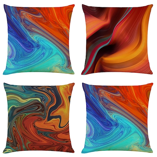 

Abstract Double Side Cushion Cover 4PC Soft Decorative Square Throw Pillow Cover Cushion Case Pillowcase for Bedroom Livingroom Superior Quality Machine Washable Indoor Cushion for Sofa Couch Bed Chair