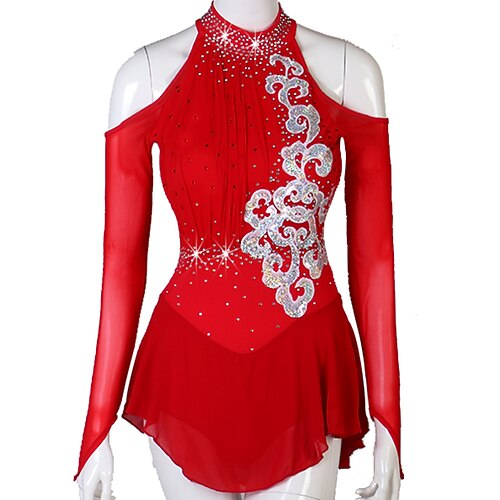 Figure Skating Dress Women's Girls' Ice Skating Dress Outfits Red Flower Open Back Mesh Spandex High Elasticity Practice Professional Competition Skating Wear Handmade Crystal / Rhinestone Figure
Figure Skating Dress Women's Girls' Ice Skating Dress Outfits Red Flower Open Back Mesh Spandex High Elasticity Practice Professional Competition Skating Wear Handmade Crystal / Rhinestone Figure