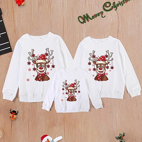 Ugly Christmas Tops Family Cartoon Deer Christmas Gifts Print White Long Sleeve Basic Matching Outfits
Ugly Christmas Tops Family Cartoon Deer Christmas Gifts Print White Long Sleeve Basic Matching Outfits
