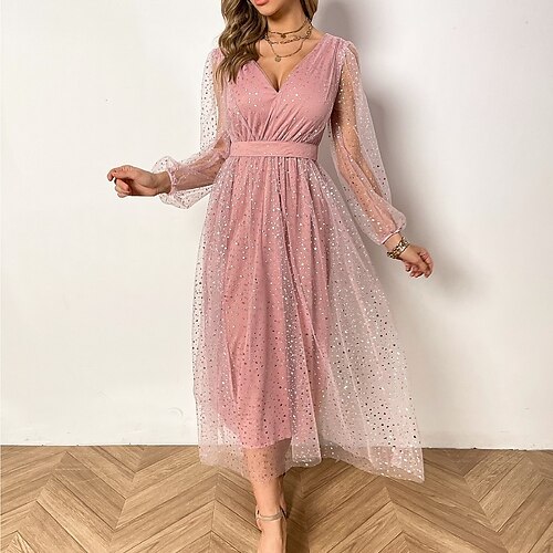Women's Party Dress Sequin Dress Swing Dress Midi Dress Blue Pink Long Sleeve Pure Color Sequins Winter Fall Autumn V Neck Party Winter Dress Weekend Slim 2022 S M L XL
Women's Party Dress Sequin Dress Swing Dress Midi Dress Blue Pink Long Sleeve Pure Color Sequins Winter Fall Autumn V Neck Party Winter Dress Weekend Slim 2022 S M L XL