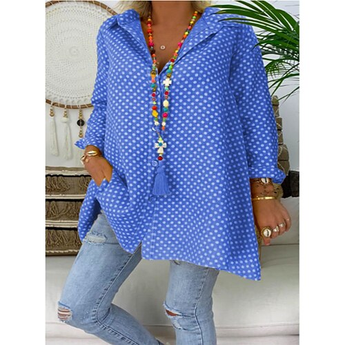 Women's Plus Size Tops Blouse Shirt Polka Dot Classic Button Long Sleeve Shirt Collar Basic Casual Street Daily Polyester Fall Spring Green Blue
Women's Plus Size Tops Blouse Shirt Polka Dot Classic Button Long Sleeve Shirt Collar Basic Casual Street Daily Polyester Fall Spring Green Blue