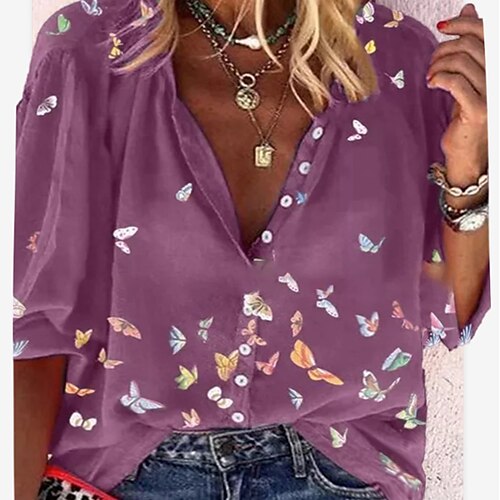 Women's Plus Size Tops Shirt Butterfly Long Sleeve V Neck Casual Daily Going out Cotton Spring Fall Green Black
Women's Plus Size Tops Shirt Butterfly Long Sleeve V Neck Casual Daily Going out Cotton Spring Fall Green Black
