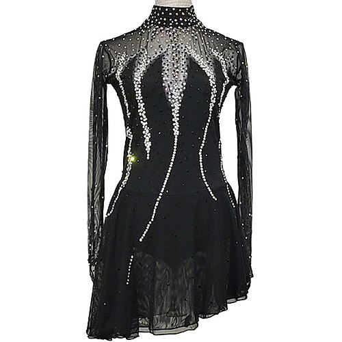 Figure Skating Dress Women's Girls' Ice Skating Dress Outfits Black Patchwork Mesh Spandex High Elasticity Training Practice Professional Skating Wear Handmade Crystal / Rhinestone Long Sleeve Ice
Figure Skating Dress Women's Girls' Ice Skating Dress Outfits Black Patchwork Mesh Spandex High Elasticity Training Practice Professional Skating Wear Handmade Crystal / Rhinestone Long Sleeve Ice