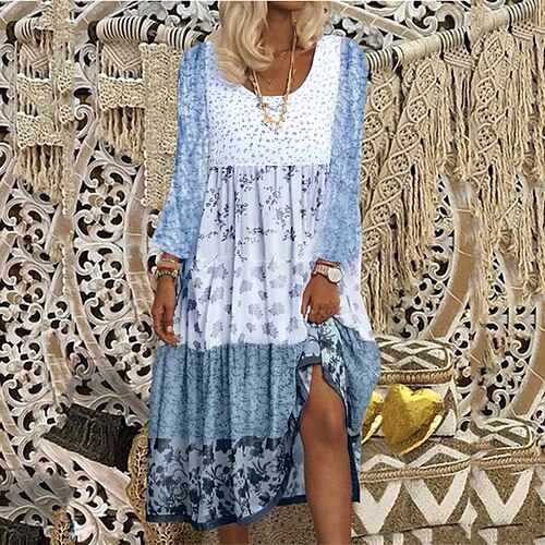Women's Casual Dress Midi Dress Pink Yellow Light Blue Long Sleeve Floral Print Winter Fall Autumn Crew Neck Winter Dress Fall Dress S M L XL XXL 3XL 4XL 5XL
Women's Casual Dress Midi Dress Pink Yellow Light Blue Long Sleeve Floral Print Winter Fall Autumn Crew Neck Winter Dress Fall Dress S M L XL XXL 3XL 4XL 5XL