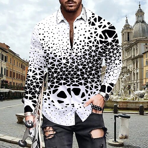 Men's Shirt Graphic Shirt Geometry Honeycomb Classic Collar White Other Prints Street Casual Long Sleeve Print Clothing Apparel Fashion Exaggerated Cool Designer / Spring / Club
Men's Shirt Graphic Shirt Geometry Honeycomb Classic Collar White Other Prints Street Casual Long Sleeve Print Clothing Apparel Fashion Exaggerated Cool Designer / Spring / Club