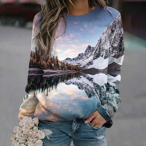 Women's Sweatshirt Pullover Active Streetwear Print Blue 3D Landscape Casual Round Neck Long Sleeve S M L XL XXL / 3D Print
Women's Sweatshirt Pullover Active Streetwear Print Blue 3D Landscape Casual Round Neck Long Sleeve S M L XL XXL / 3D Print