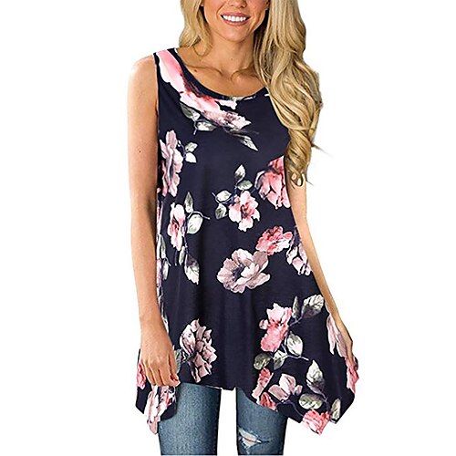 Women's Tank Top Shirt Green Blue Royal Blue Floral Asymmetric Flowing tunic Sleeveless Holiday Weekend Basic Streetwear Round Neck Long Floral S / 3D Print / Print
Women's Tank Top Shirt Green Blue Royal Blue Floral Asymmetric Flowing tunic Sleeveless Holiday Weekend Basic Streetwear Round Neck Long Floral S / 3D Print / Print