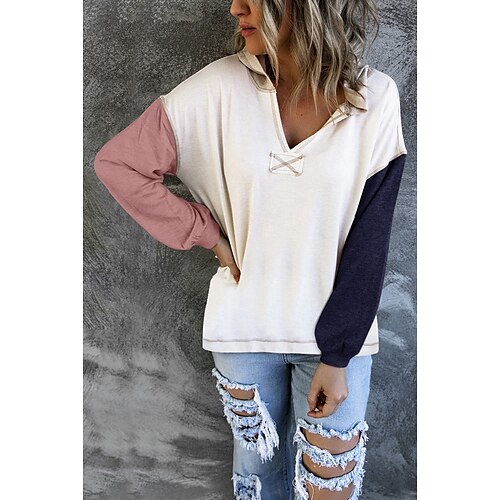 Women's Blouse Shirt Black Blue Pink Color Block Patchwork Long Sleeve Casual Basic Hooded S
Women's Blouse Shirt Black Blue Pink Color Block Patchwork Long Sleeve Casual Basic Hooded S