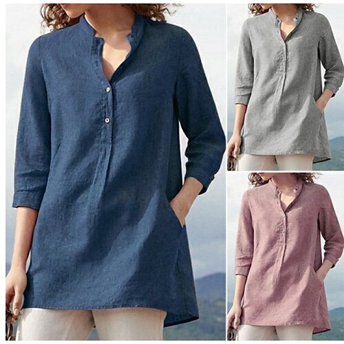 Women's Casual Button Front Blouses Lightweight V Neck Long Sleeve Solid/Striped Tops Shirts Urban Casual Loose Shirt For Femal Daily
Women's Casual Button Front Blouses Lightweight V Neck Long Sleeve Solid/Striped Tops Shirts Urban Casual Loose Shirt For Femal Daily