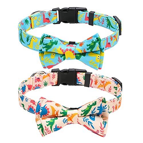Dog Collar 2 Packs with Bow Tie - Adjustable Pet Puppy Collar with Quick Release Dinosaur Print Collars Soft for Small Medium Dogs
Dog Collar 2 Packs with Bow Tie - Adjustable Pet Puppy Collar with Quick Release Dinosaur Print Collars Soft for Small Medium Dogs