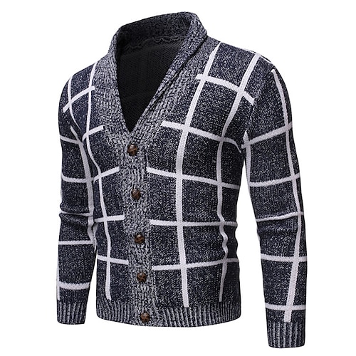 Men's Sweater Cardigan Knit Knitted Plaid V Neck Stylish Home Daily Clothing Apparel Winter Fall Blue Light gray S M L
Men's Sweater Cardigan Knit Knitted Plaid V Neck Stylish Home Daily Clothing Apparel Winter Fall Blue Light gray S M L