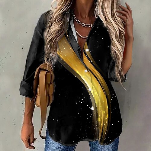 Women's Blouse Shirt Blue Purple Pink Graphic Sparkly Button Print Long Sleeve Casual Weekend Streetwear Shirt Collar Regular S
Women's Blouse Shirt Blue Purple Pink Graphic Sparkly Button Print Long Sleeve Casual Weekend Streetwear Shirt Collar Regular S