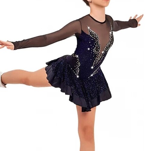 Figure Skating Dress Women's Girls' Ice Skating Dress Outfits Black Mesh Spandex High Elasticity Competition Skating Wear Handmade Crystal / Rhinestone Long Sleeve Ice Skating Figure Skating / Summer
Figure Skating Dress Women's Girls' Ice Skating Dress Outfits Black Mesh Spandex High Elasticity Competition Skating Wear Handmade Crystal / Rhinestone Long Sleeve Ice Skating Figure Skating / Summer