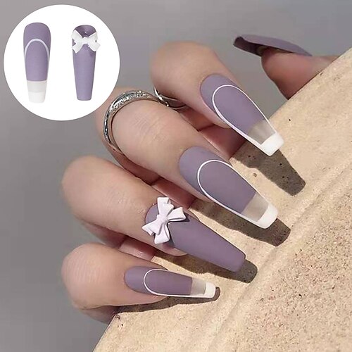 24 Pcs/set Long Ballet Nails Wearable Nail Purple Fake Nails French Butterfly False Nails For Woman
24 Pcs/set Long Ballet Nails Wearable Nail Purple Fake Nails French Butterfly False Nails For Woman