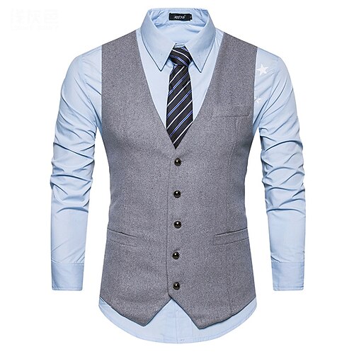 Men's Casual Vest Solid Color Regular Fit V Neck Single Breasted More-button Black Grey Dark Navy 2022
Men's Casual Vest Solid Color Regular Fit V Neck Single Breasted More-button Black Grey Dark Navy 2022
