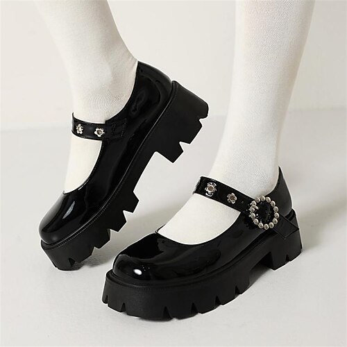 Women's Lolita Shoes Daily Lolita Chunky Heel Round Toe Sweet Walking Shoes Patent Leather Ankle Strap Solid Colored Black White
Women's Lolita Shoes Daily Lolita Chunky Heel Round Toe Sweet Walking Shoes Patent Leather Ankle Strap Solid Colored Black White