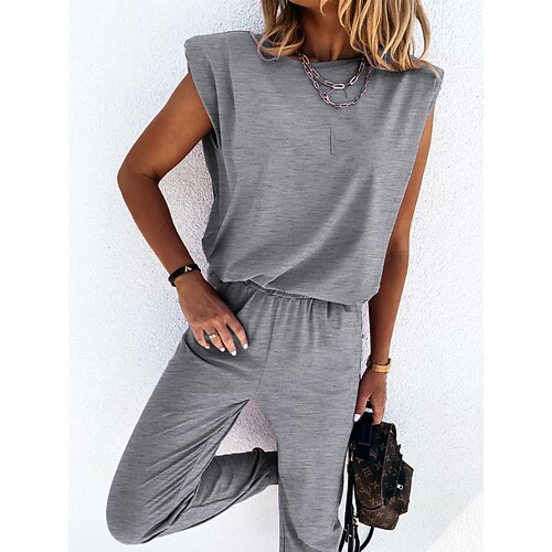 Women's Tank Top Tracksuit Pants Sets Basic Khaki Light gray Sport Casual Plain Crew Neck S M L XL
Women's Tank Top Tracksuit Pants Sets Basic Khaki Light gray Sport Casual Plain Crew Neck S M L XL