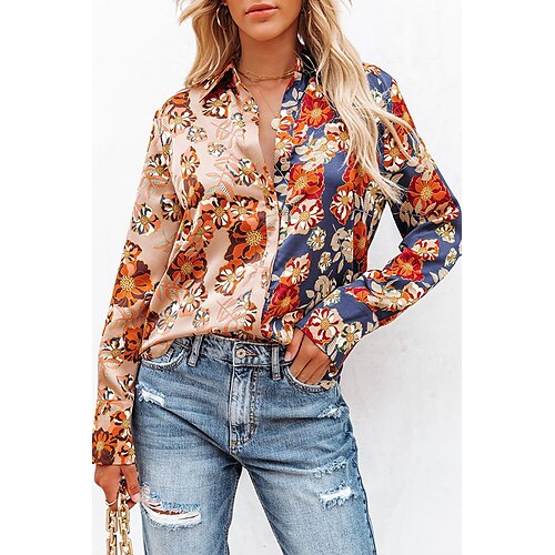 Women's Boho Shirt Floral Flower Patchwork Print Shirt Collar Casual Boho Tops Gold
Women's Boho Shirt Floral Flower Patchwork Print Shirt Collar Casual Boho Tops Gold