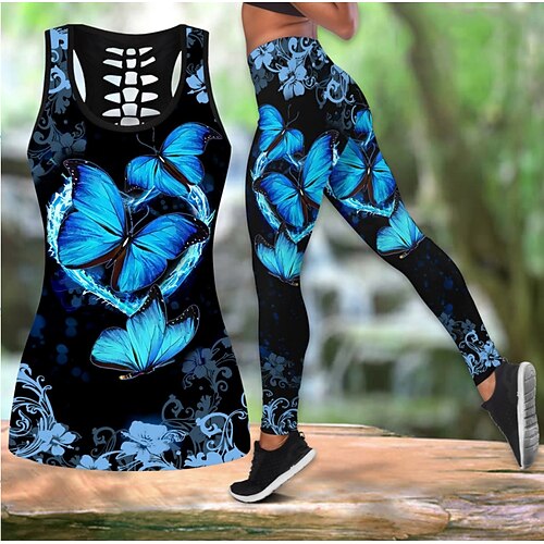Women's 2pcs Activewear Set 3D Set Workout Sets 2 Piece Butterfly Clothing Suit Dark Grey Yellow Tummy Control Butt Lift Moisture Wicking Sleeveless Sport Activewear Stretchy
Women's 2pcs Activewear Set 3D Set Workout Sets 2 Piece Butterfly Clothing Suit Dark Grey Yellow Tummy Control Butt Lift Moisture Wicking Sleeveless Sport Activewear Stretchy