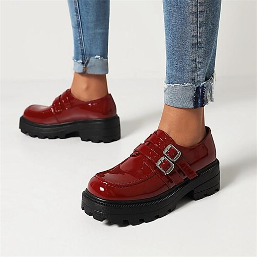 Damen Slip-Ons Plateau-Loafer Täglich Blockabsatz Runde Zehe Casual Wanderschuhe Lackleder Knöchelriemen Einfarbig Schwarz Burgund
Damen Slip-Ons Plateau-Loafer Täglich Blockabsatz Runde Zehe Casual Wanderschuhe Lackleder Knöchelriemen Einfarbig Schwarz Burgund