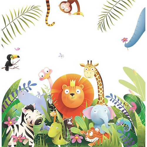 Cartoon Animal Green Plant Wall Stickers Living Room Kids Room & Kindergarten Removable Pre-pasted PVC Home Decoration Wall Decal 2pcs
Cartoon Animal Green Plant Wall Stickers Living Room Kids Room & Kindergarten Removable Pre-pasted PVC Home Decoration Wall Decal 2pcs