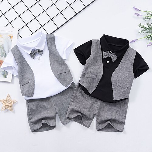 3 Pieces Toddler Boys Clothing Set Outfit Color Block Short Sleeve Patchwork 100% Cotton Set School Preppy Style Spring Summer 1-5 Years Black White
3 Pieces Toddler Boys Clothing Set Outfit Color Block Short Sleeve Patchwork 100% Cotton Set School Preppy Style Spring Summer 1-5 Years Black White
