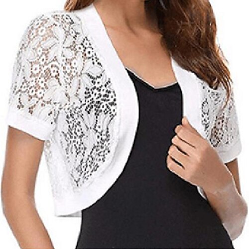 Boléro Maille Femme Tricoter Garniture en dentelle Couleur monochrome Ouvrir le devant basique à la mode Extérieur Intérieur Manches courtes Printemps Eté Bleu Blanche S M L
Boléro Maille Femme Tricoter Garniture en dentelle Couleur monochrome Ouvrir le devant basique à la mode Extérieur Intérieur Manches courtes Printemps Eté Bleu Blanche S M L