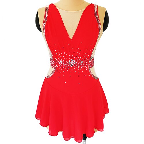 Figure Skating Dress Women's Girls' Ice Skating Dress Outfits Red Open Back Glitter Mesh Spandex High Elasticity Competition Skating Wear Handmade Crystal / Rhinestone Sleeveless Ice Skating Figure
Figure Skating Dress Women's Girls' Ice Skating Dress Outfits Red Open Back Glitter Mesh Spandex High Elasticity Competition Skating Wear Handmade Crystal / Rhinestone Sleeveless Ice Skating Figure
