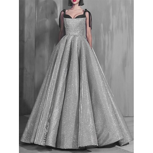

Ball Gown Prom Dresses Sparkle Dress Prom Court Train Sleeveless Sweetheart Neckline Sequined with Bow(s) Pleats Splicing 2022 / Formal Evening / Sparkle & Shine