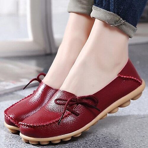 Dame Slip-Ons Store størrelser Daglig Sløyfe Flat hæl Rund Tå Grunnleggende Fritid Nappa skinn Tøfler Ensfarget Vin Svart Hvit
Dame Slip-Ons Store størrelser Daglig Sløyfe Flat hæl Rund Tå Grunnleggende Fritid Nappa skinn Tøfler Ensfarget Vin Svart Hvit