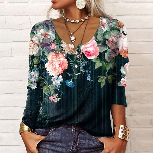 Damen Henley Shirt T Shirt Grün Blumen Taste Bedruckt Langarm Festtage Wochenende Basic Rundhalsausschnitt Standard Blume Farbe S
Damen Henley Shirt T Shirt Grün Blumen Taste Bedruckt Langarm Festtage Wochenende Basic Rundhalsausschnitt Standard Blume Farbe S