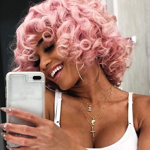 Short Curly Hair Wig With Bangs Pink African Curly Hair Synthetic Short Wig Suitable For Women Phoenixfly Short Pink African Curly Hair Wig ChristmasPartyWigs
Short Curly Hair Wig With Bangs Pink African Curly Hair Synthetic Short Wig Suitable For Women Phoenixfly Short Pink African Curly Hair Wig ChristmasPartyWigs