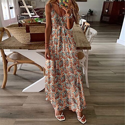 Women's Long Dress Maxi Dress Blue Red Brown Short Sleeve Floral Print Spring Summer Spaghetti Strap Modern 2022 S M L XL XXL 3XL
Women's Long Dress Maxi Dress Blue Red Brown Short Sleeve Floral Print Spring Summer Spaghetti Strap Modern 2022 S M L XL XXL 3XL