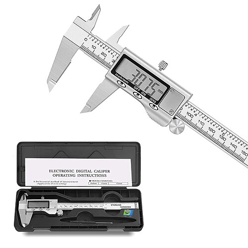 

Digital Caliper Measuring Tool Stainless Steel Vernier Caliper 6 Inch/150mm Electronic Digital Calipers Inch/MM Conversion Calipers Measuring Tools with Large LCD Screen and Spare Battery