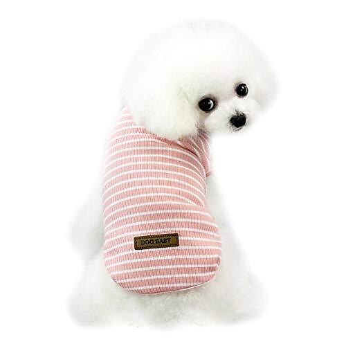 

Cotton Striped Dog Shirt Haustierkleidung Welpen T-Shirts Cat Tank Weste T-Shirt Atmungsaktiv dehnbar für Kleine Extra Kleine mittlere Hunde Oder Katzen (XXL (Chest Girth:19.6""), Pink)