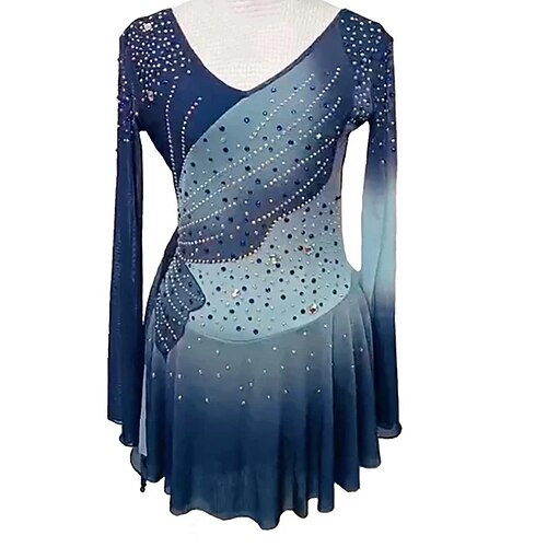 Figure Skating Dress Women's Girls' Ice Skating Dress Outfits Blue Mesh Spandex High Elasticity Competition Skating Wear Handmade Crystal / Rhinestone Long Sleeve Ice Skating Figure Skating / Summer
Figure Skating Dress Women's Girls' Ice Skating Dress Outfits Blue Mesh Spandex High Elasticity Competition Skating Wear Handmade Crystal / Rhinestone Long Sleeve Ice Skating Figure Skating / Summer