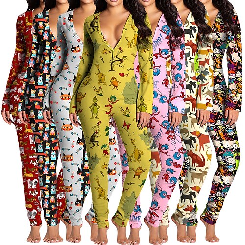 Dame Pyjamas Jumpsuiter Nattlig 1 stk Tegneserie Dyr Mote Komfort Hjem Daglig Seng Polyester Pustende Gave V-splitt Langermet Trykt mønster Høst Vår Grønn Hvit / Glidelås
Dame Pyjamas Jumpsuiter Nattlig 1 stk Tegneserie Dyr Mote Komfort Hjem Daglig Seng Polyester Pustende Gave V-splitt Langermet Trykt mønster Høst Vår Grønn Hvit / Glidelås