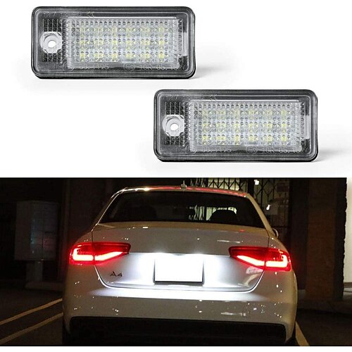 

2PCS License Plate Light For Audi A3 S3 A4 S4 B6 B7 A6 C6 S6 A8 S8 RS4 RS6 Q7 CANBUS Beetle Xenon Waterproof 12V LED Number License Light