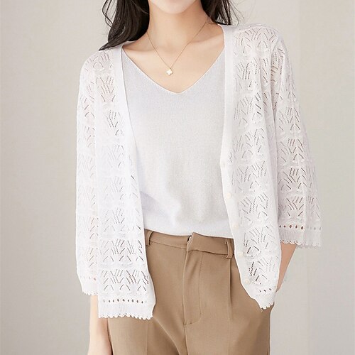 Women's Jumper Knit Knitted Pure Color Open Front Basic Stylish Outdoor Daily Spring Summer Pink White One-Size / Holiday / Casual / Regular Fit / Going out
Women's Jumper Knit Knitted Pure Color Open Front Basic Stylish Outdoor Daily Spring Summer Pink White One-Size / Holiday / Casual / Regular Fit / Going out