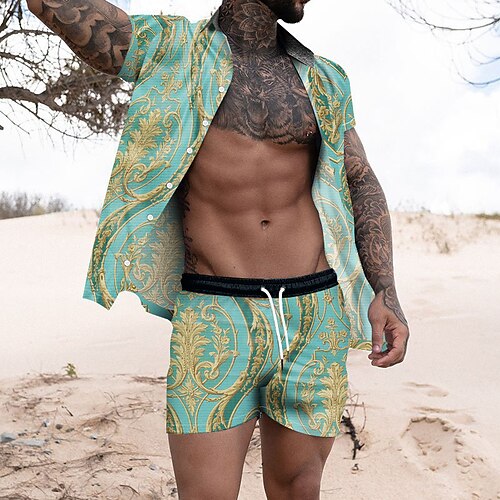 Men's Shirt Set Summer Hawaiian Shirt Graphic Shirt Floral Turndown Green 3D Print Outdoor Casual Short Sleeve 3D Print Button-Down Clothing Apparel Fashion Designer Casual Hawaiian / Spring
Men's Shirt Set Summer Hawaiian Shirt Graphic Shirt Floral Turndown Green 3D Print Outdoor Casual Short Sleeve 3D Print Button-Down Clothing Apparel Fashion Designer Casual Hawaiian / Spring